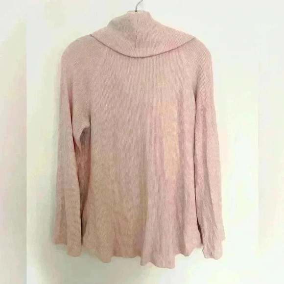 Anthropologie Maeve Womens Medium Pink Ribbed Cowl Neck Sweater Pullover Knit - Picture 2 of 5